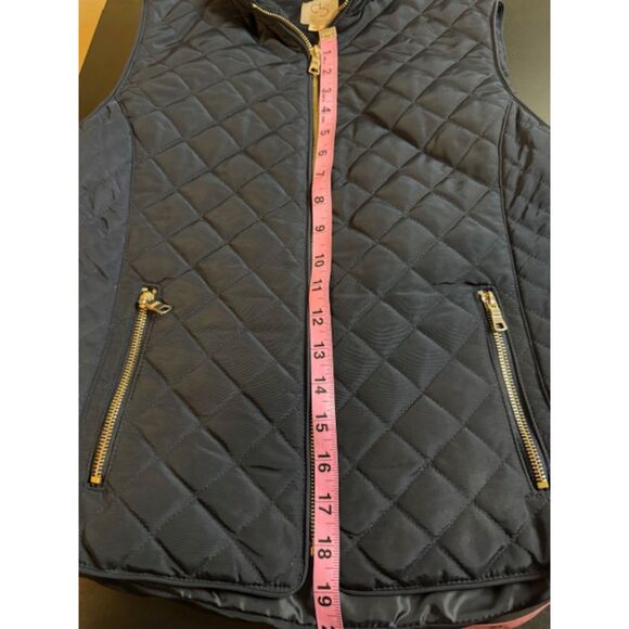 Down Puffer Vest Dress Barns Womens Fitted Quilted Navy Zip  Size Small - Picture 6 of 8